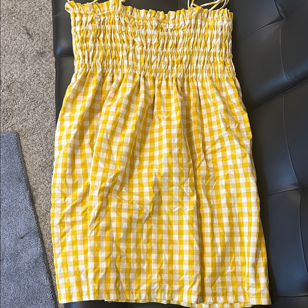 Yellow Gingham Midi Dress
